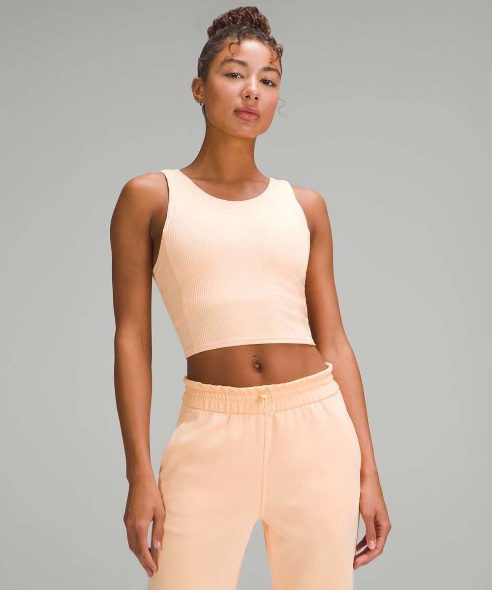 Lululemon Ribbed Softstreme Cropped Tank Peach Bellini Size 4